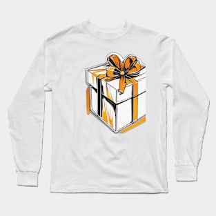 Vibrant Orange Bow Gift Box Design No. 1011 Long Sleeve T-Shirt